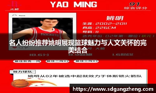 名人纷纷推荐姚明展现篮球魅力与人文关怀的完美结合